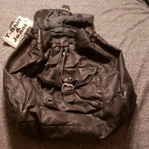 Soft leathery backpack